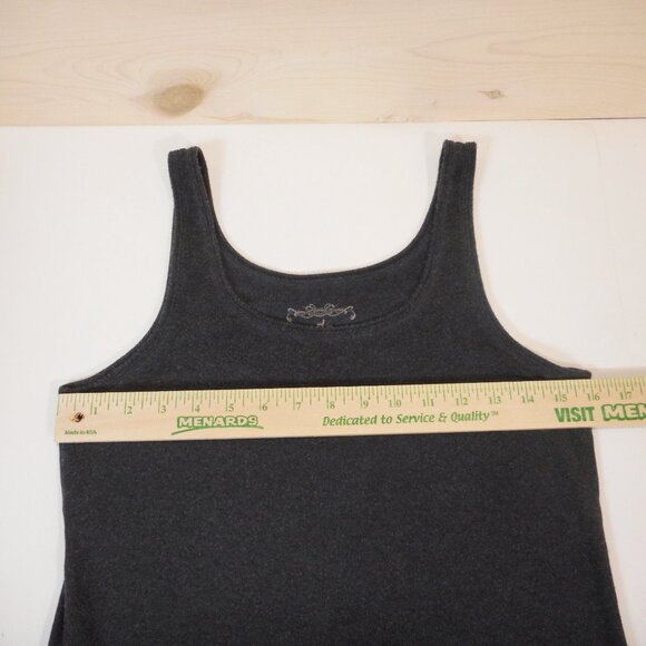 Peruvian Connection Women's L Ribbed Tank Top Pima Cotton Modal Blend Charcoal - Picture 4 of 10